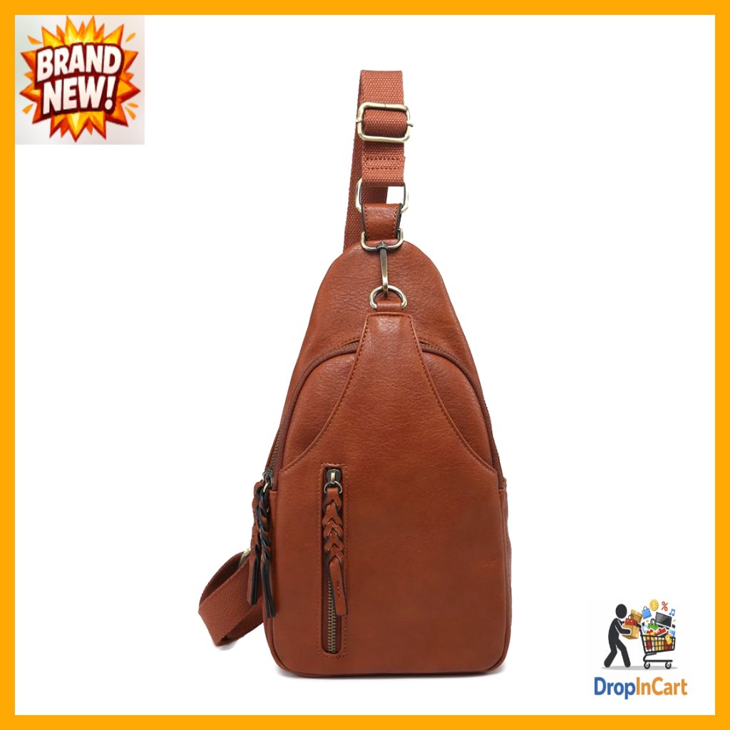 Vegan Leather Crossbody Sling Bag Adjustable Strap Chic Travel Fanny Pack